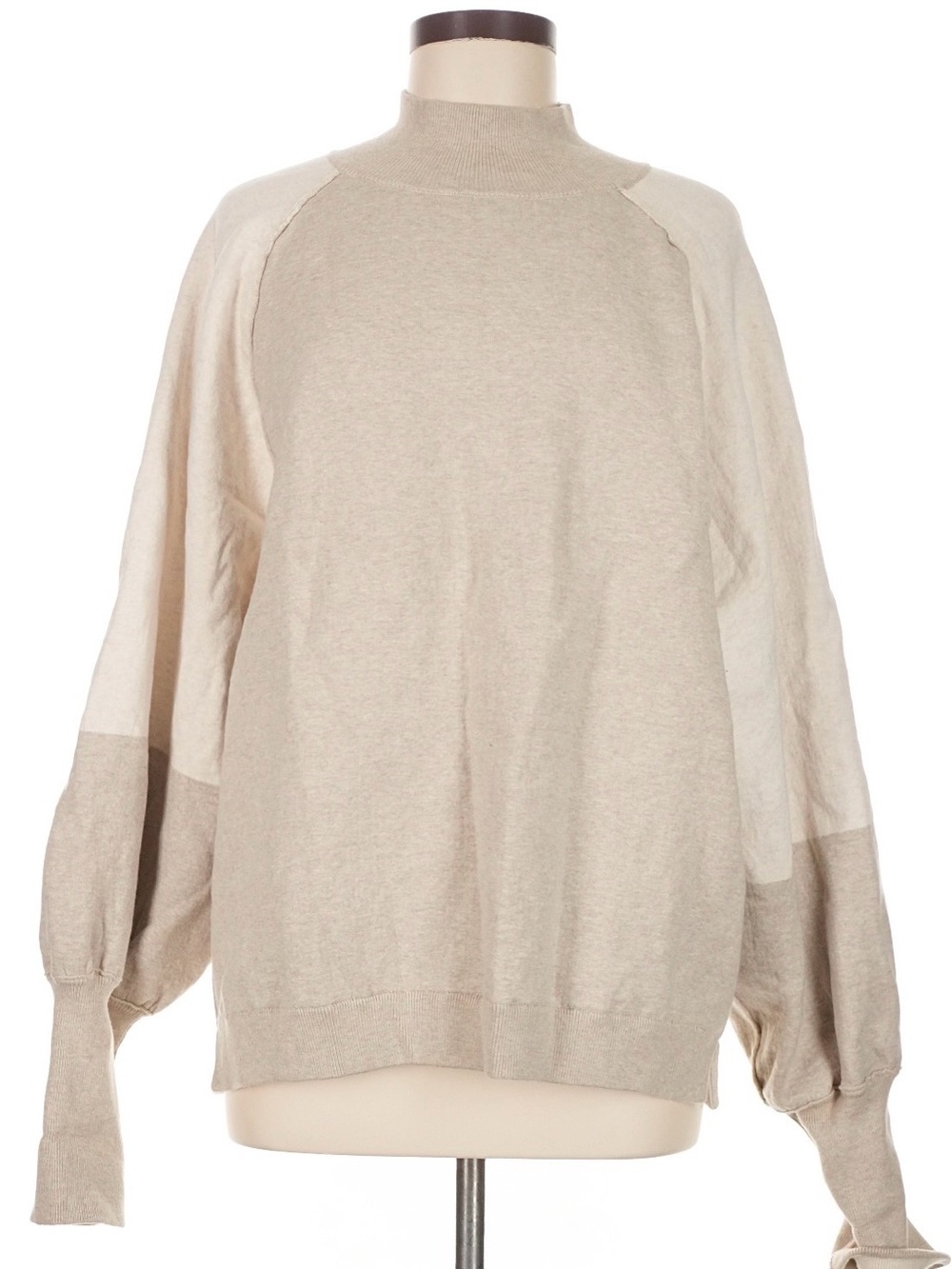 We The Free Neutral Two-Tone Mock Neck Sweater